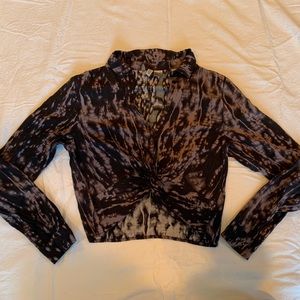 Cropped button-up blouse